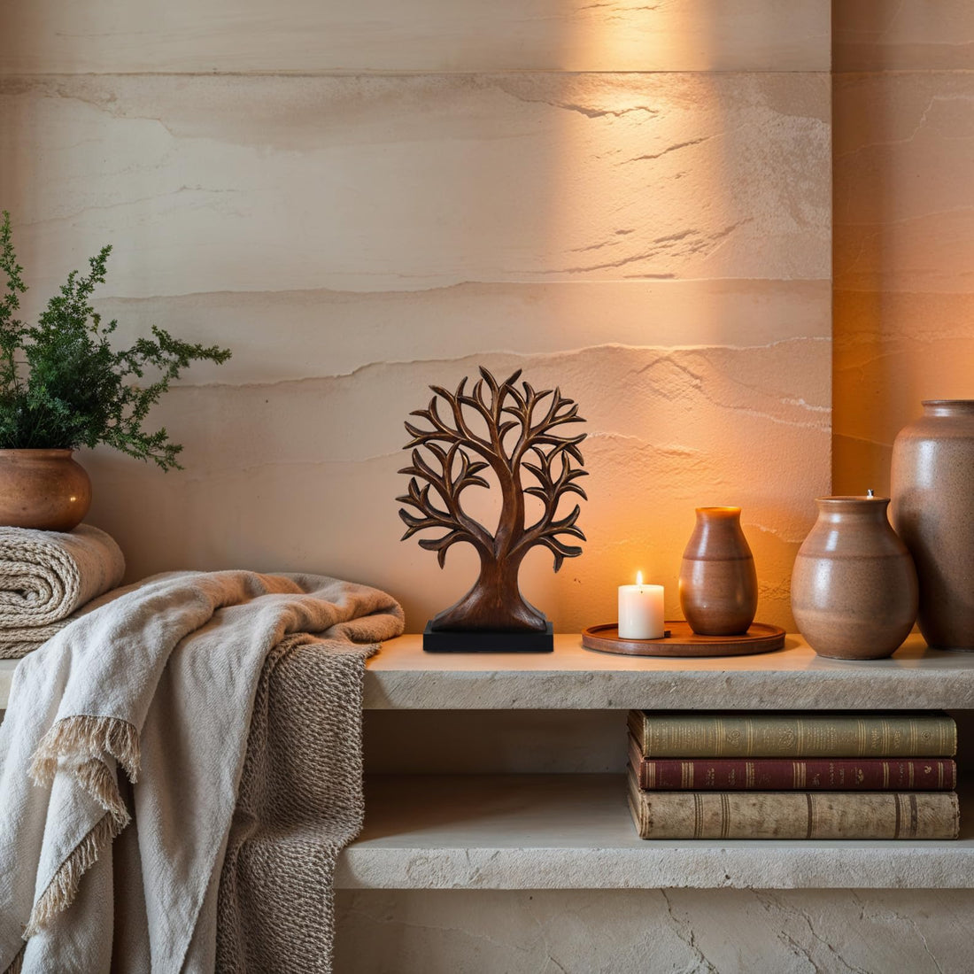 Brumit Tree of Life Wooden Sculpture – Large Hand-Carved Decor | Decozen Luxe, Gift for Mom