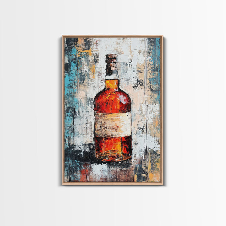 Vintage Whiskey Framed Canvas Print Rustic Bar Decor Bourbon Lover Gift Industrial Kitchen Wall Art Man Cave Aesthetic