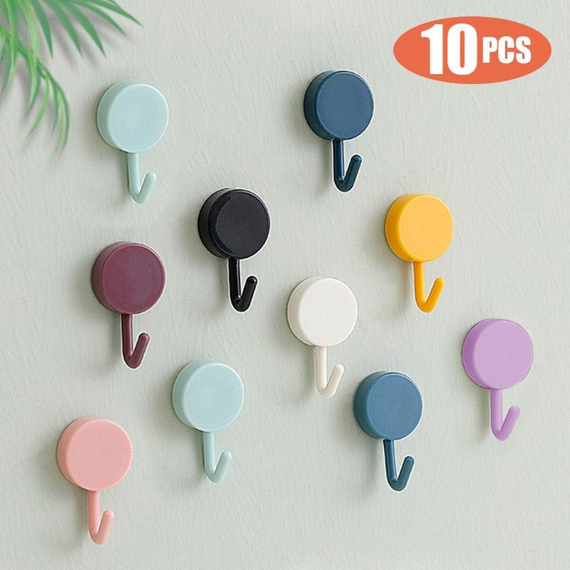 10PCS Self Adhesive Wall Hooks Strong No Drill Home Organizer