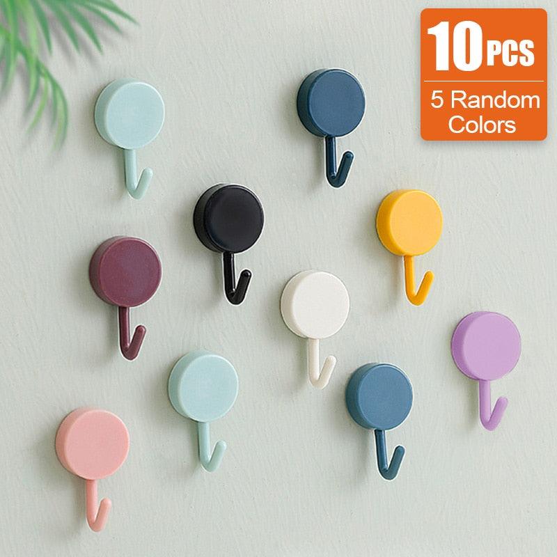 10PCS Self Adhesive Wall Hooks Strong No Drill Home Organizer