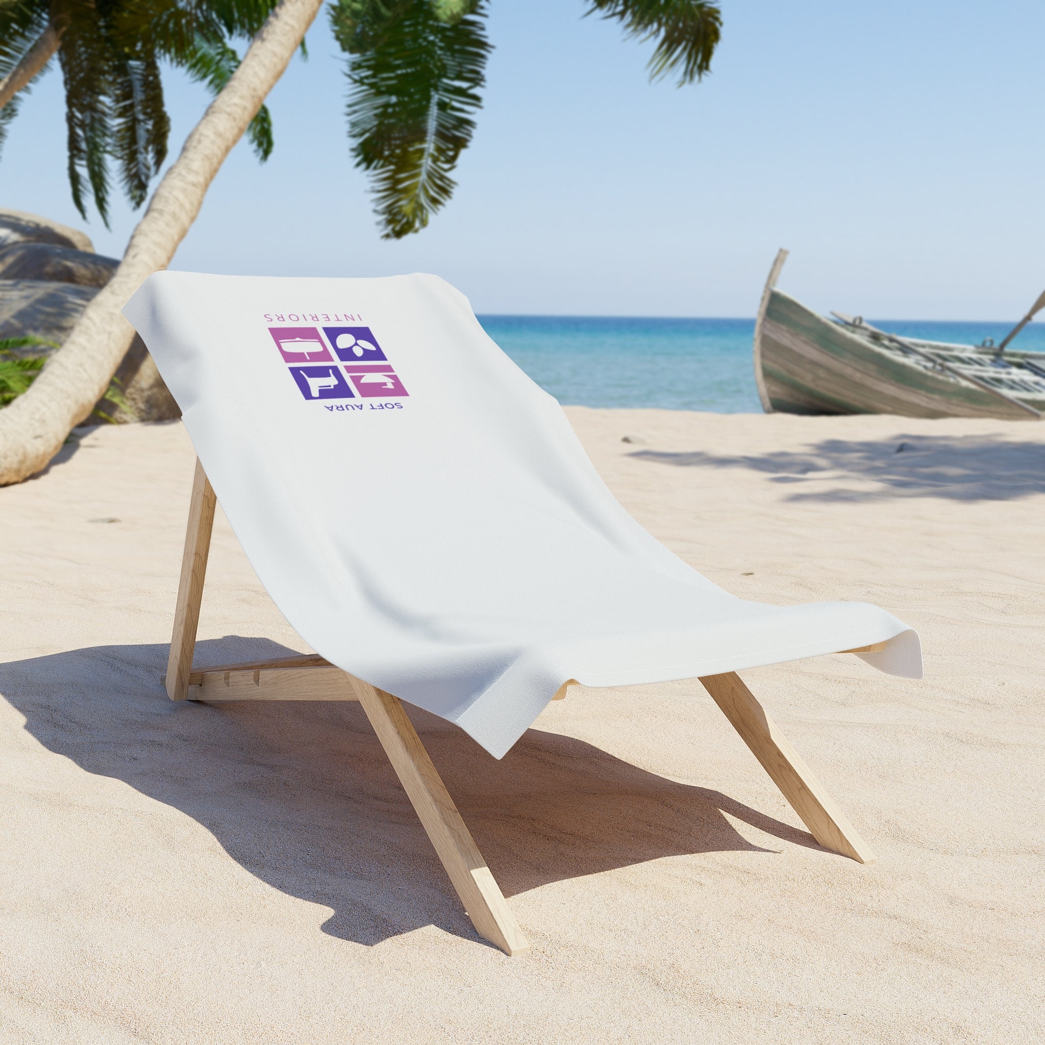 Beach Towel — Soft Aura Interiors Logo Towel (Purple Gradient)