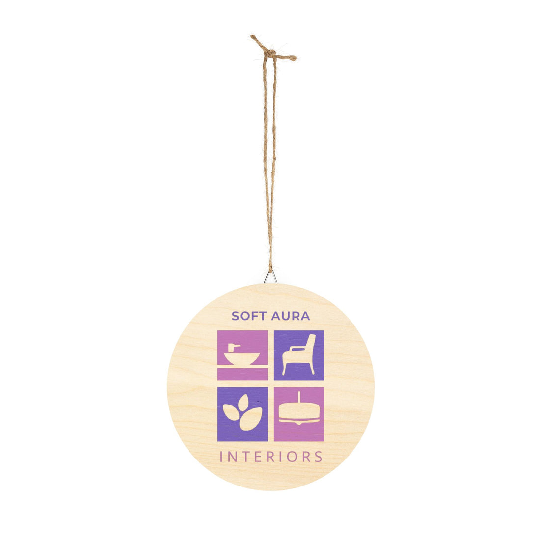 Soft Aura Interiors Round Wood Sign – Decorative Logo Wall Plaque