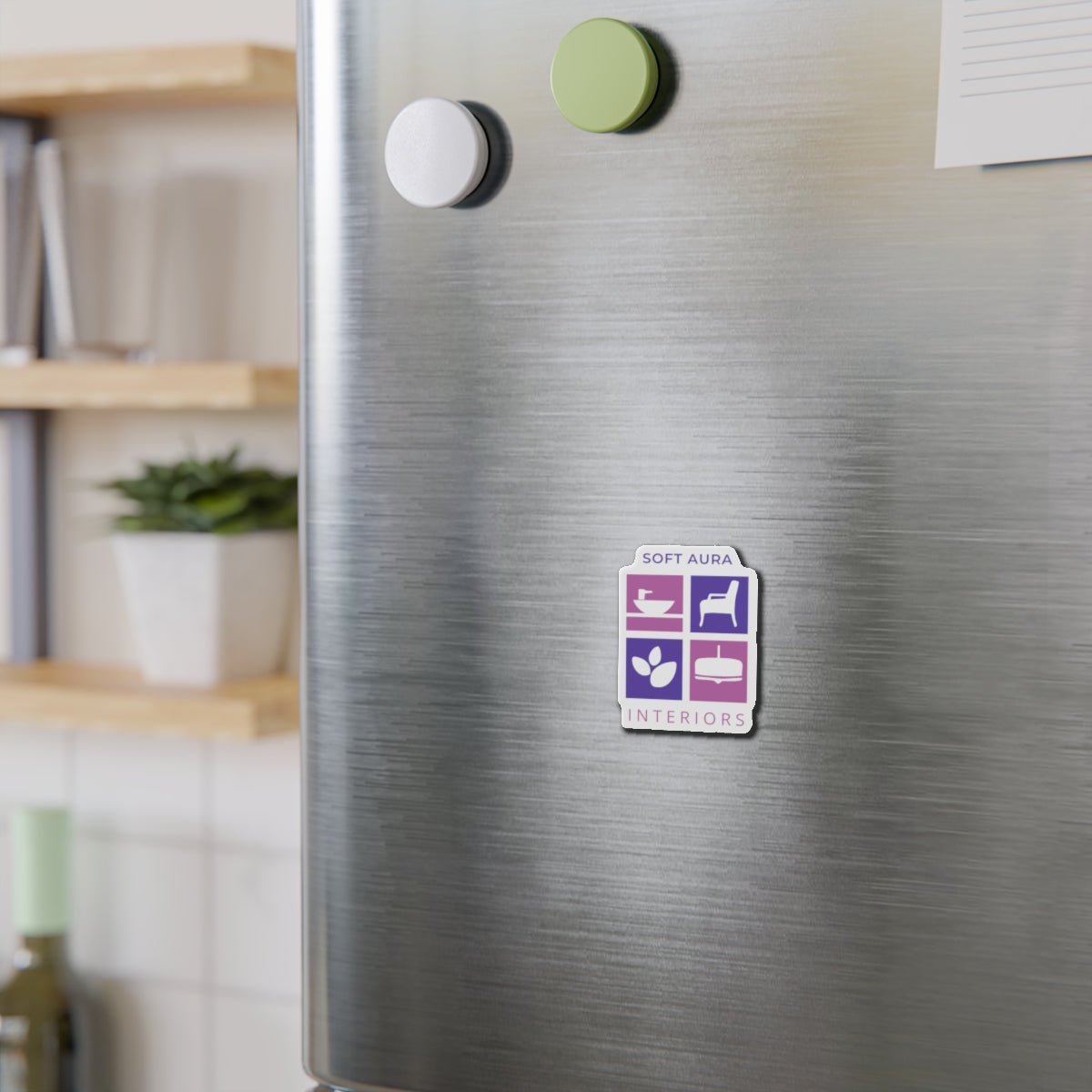 Soft Aura Interiors Die-Cut Magnet — Home Decor Logo Refrigerator Magnet