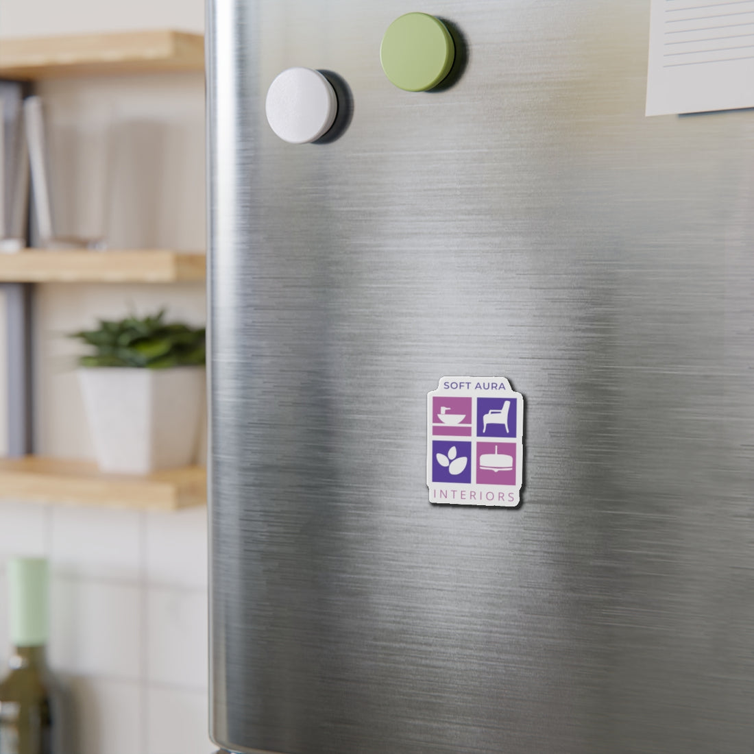 Soft Aura Interiors Die-Cut Magnet — Home Decor Logo Refrigerator Magnet
