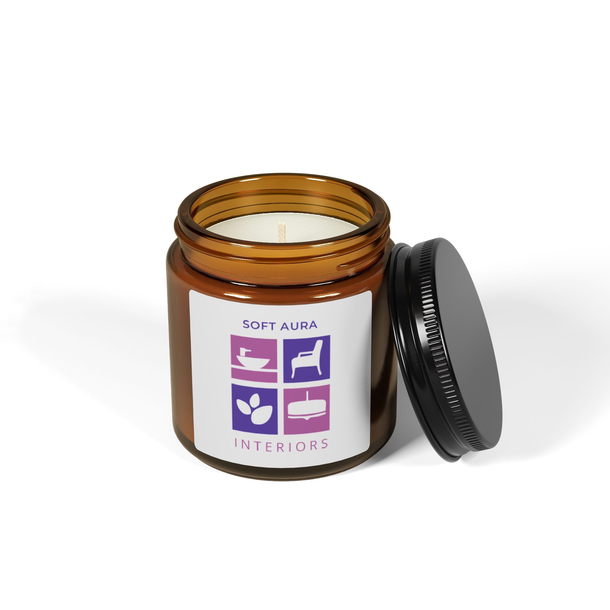 Soy Candle — Soft Aura Interiors Amber Jar (Multi-Size, Scented)