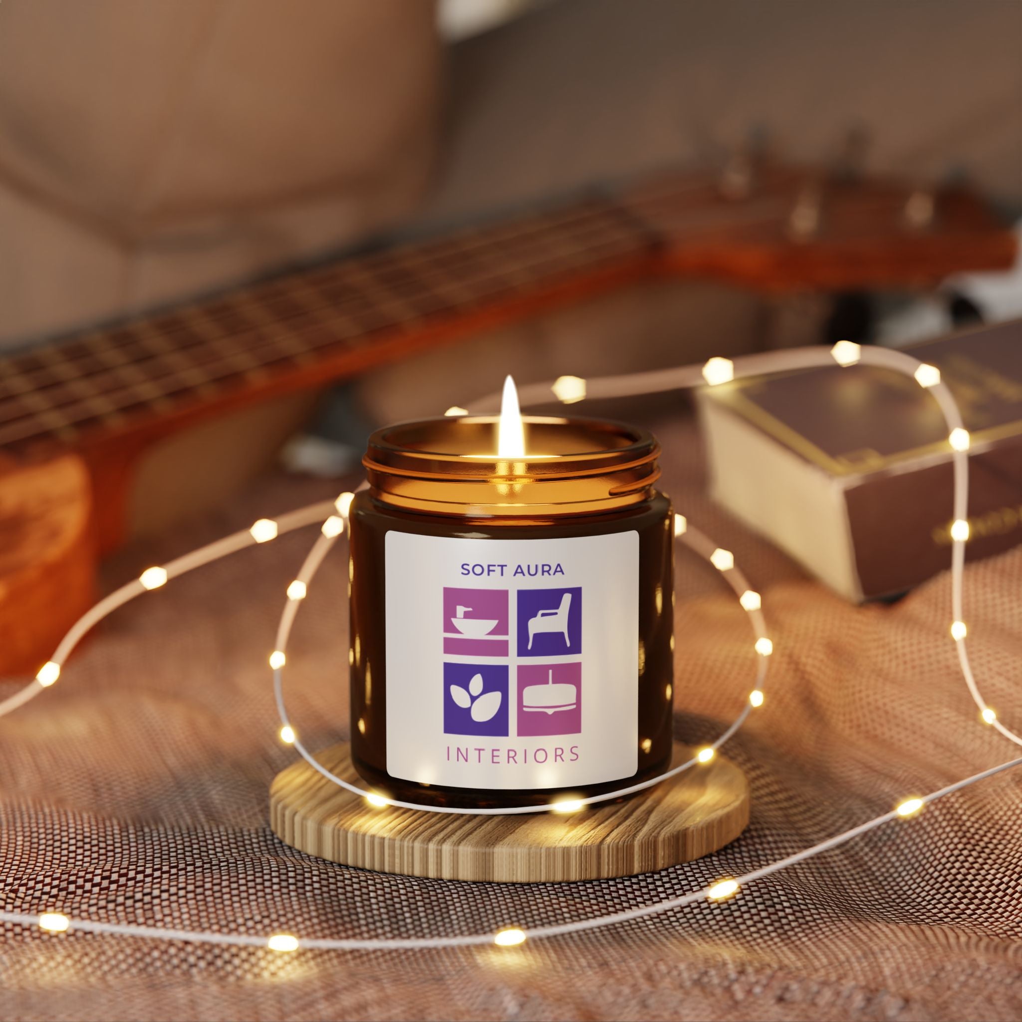 Soy Candle — Soft Aura Interiors Amber Jar (Multi-Size, Scented)