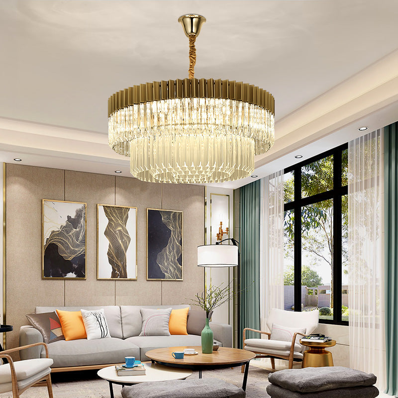 Lyric Modern 2-Tier Crystal Chandelier: Light Up Your Home with Elegance