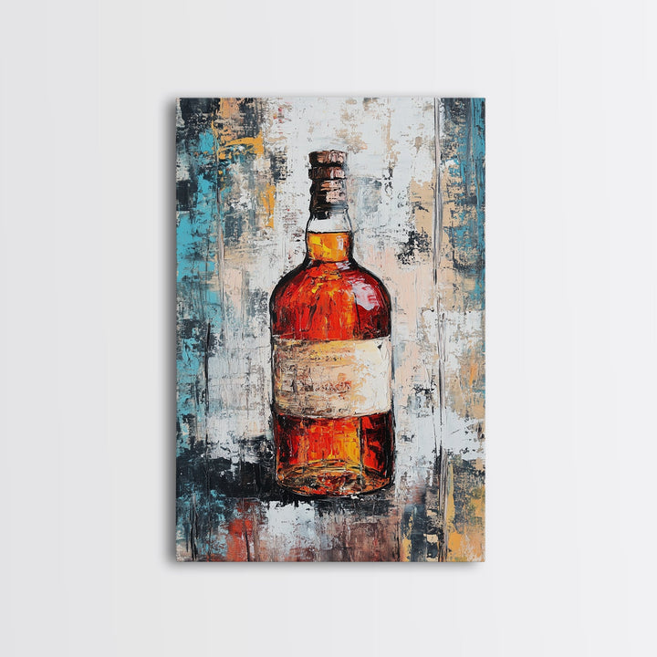 Vintage Whiskey Framed Canvas Print Rustic Bar Decor Bourbon Lover Gift Industrial Kitchen Wall Art Man Cave Aesthetic