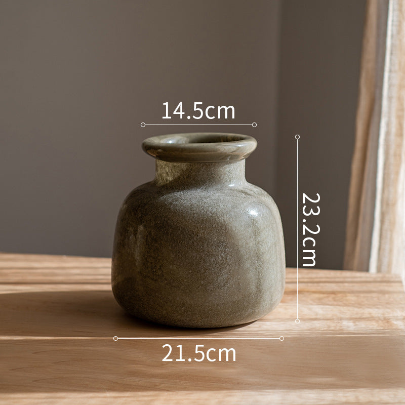Frosted Matte Light Luxury Glass Large Vase
