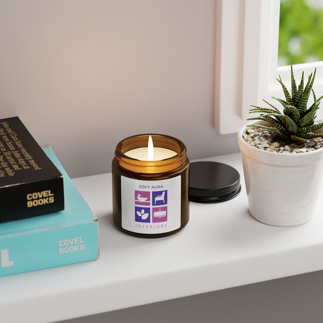 Soy Candle — Soft Aura Interiors Amber Jar (Multi-Size, Scented)