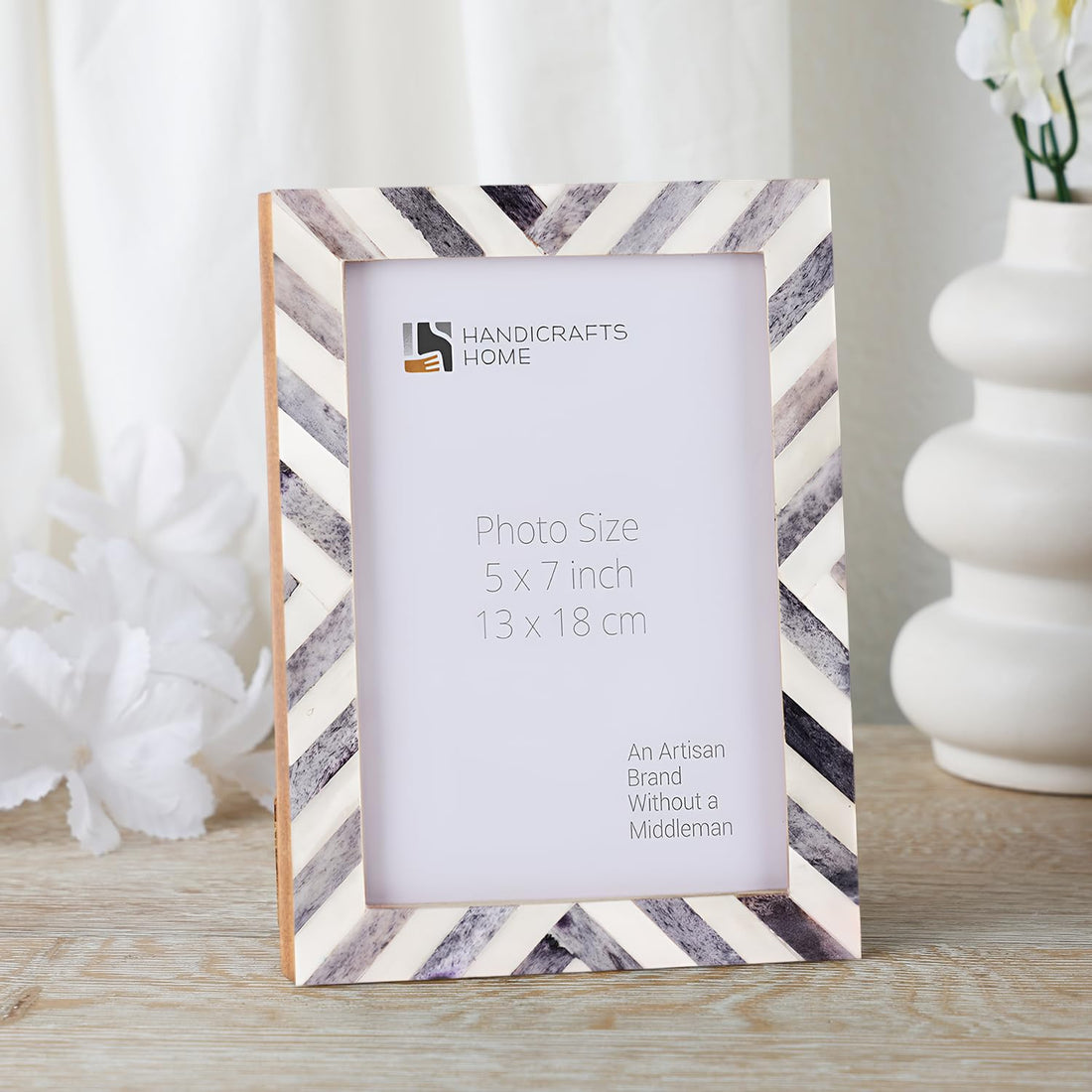 Picture Frame Chevron Collection Bone Inlay Grey 4 Sizes