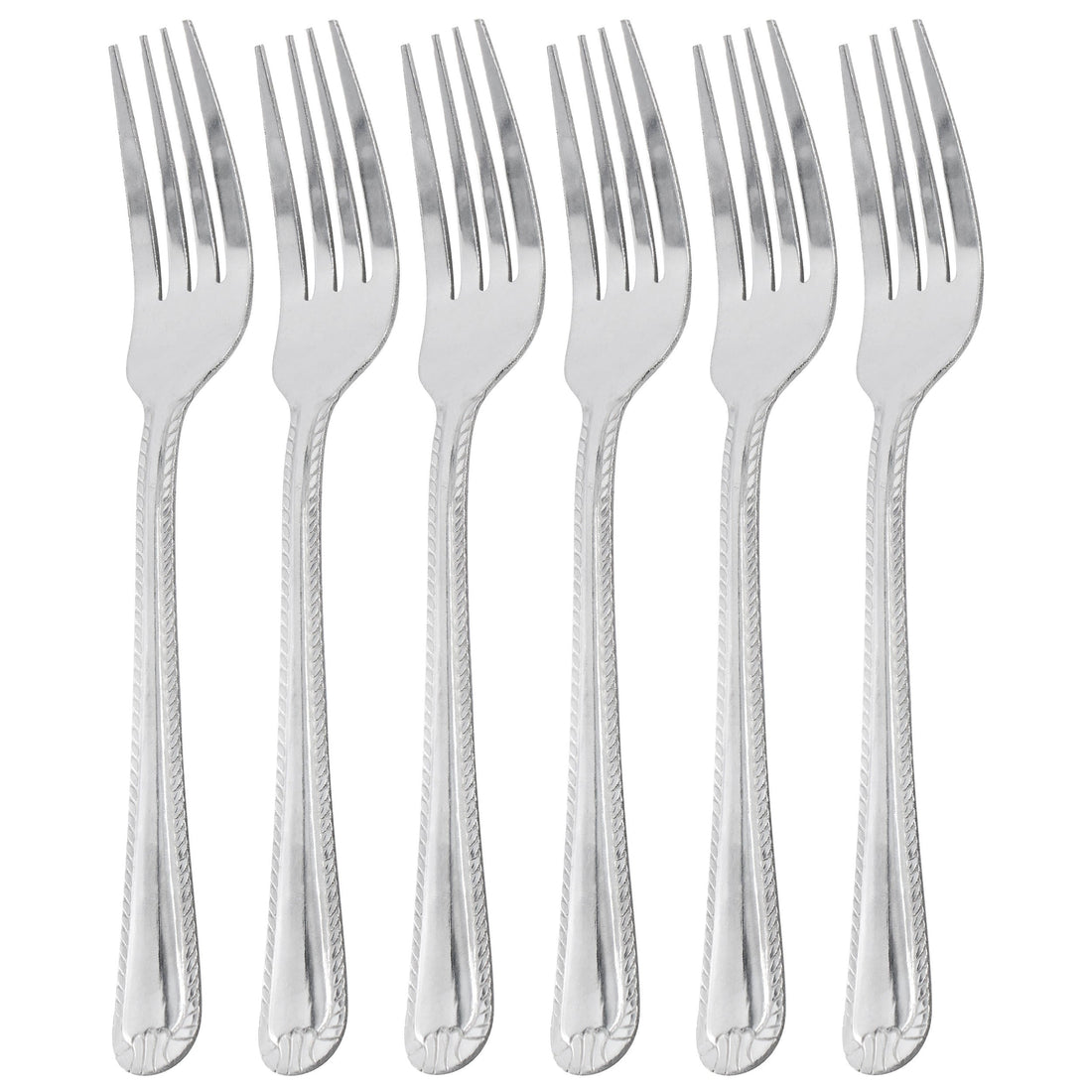 Gibson Home Tustin 6 Piece Stainless Steel Dinner Fork Flatware Set in Silver