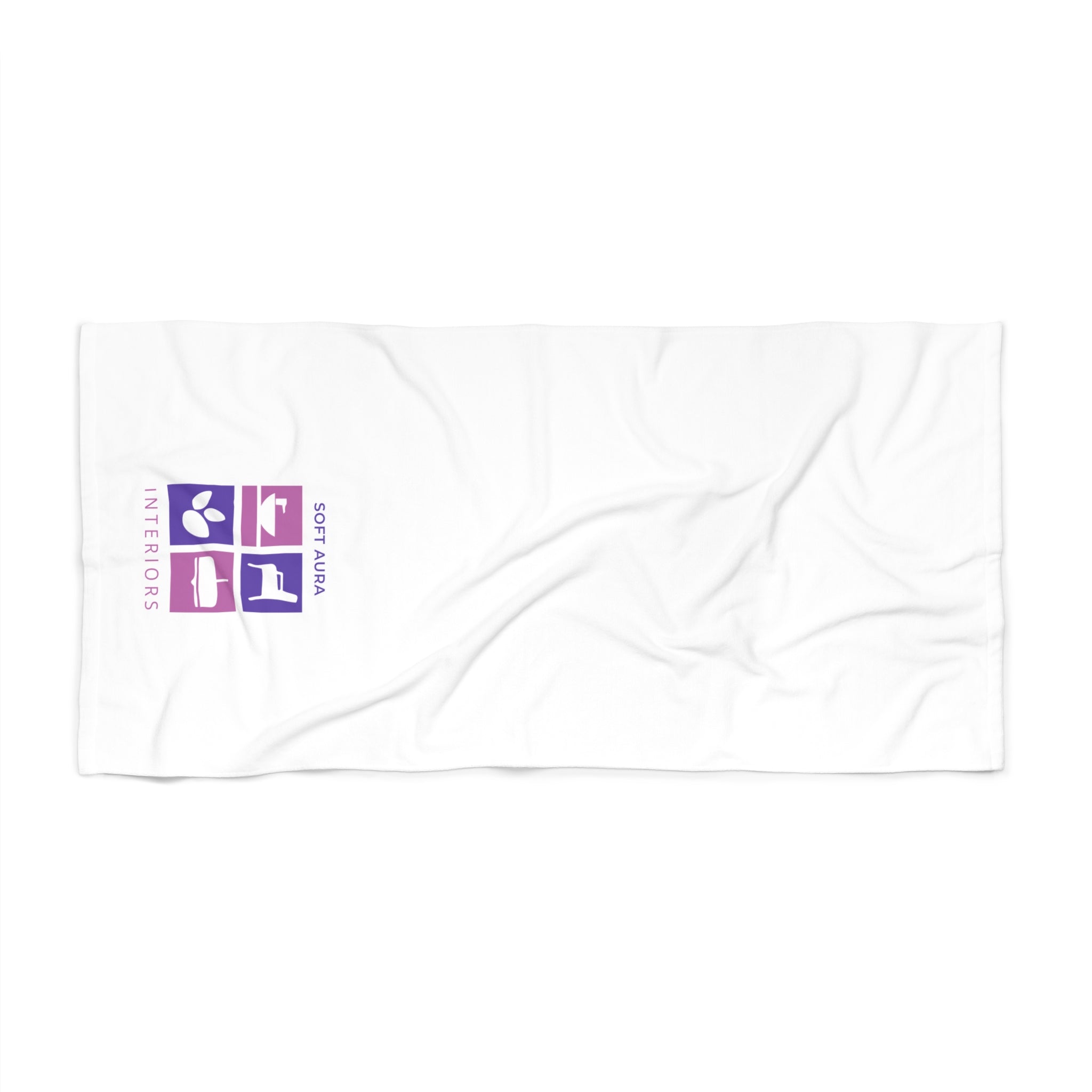 Beach Towel — Soft Aura Interiors Logo Towel (Purple Gradient)