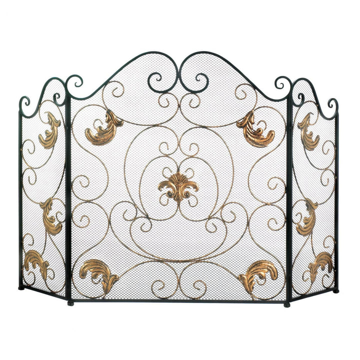 GOLD FLEUR-DE-LIS FIREPLACE SCREEN