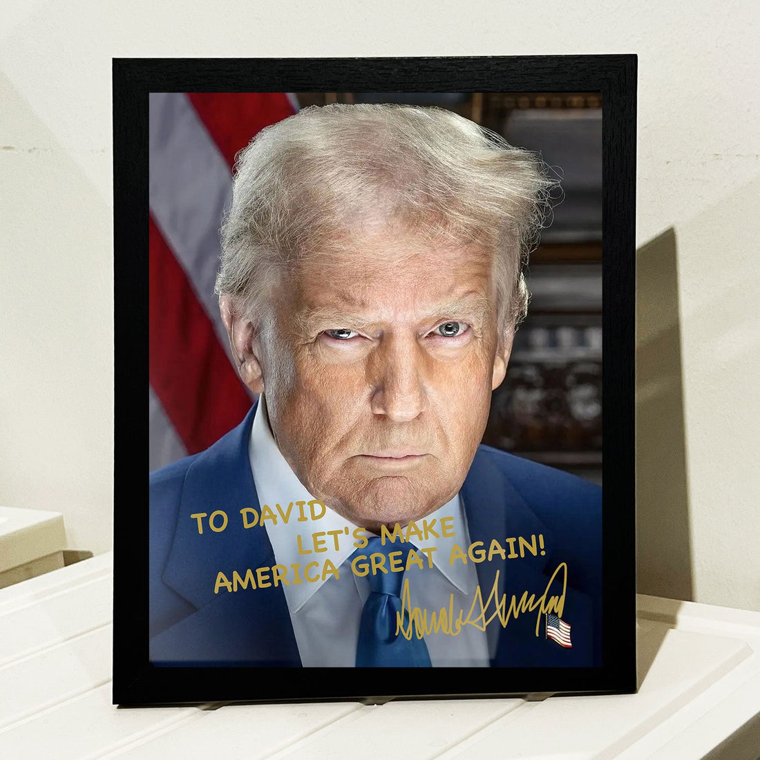 President Donald Trump Autographed Picture | Donald Trump Homage Picture | Donald Trump Fan Picture Frame C922 - GOP