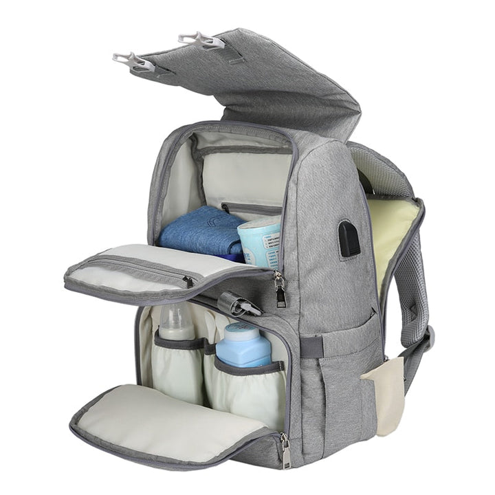 Baby Diaper Backpack With USB Charging Port Large Capacity Travel