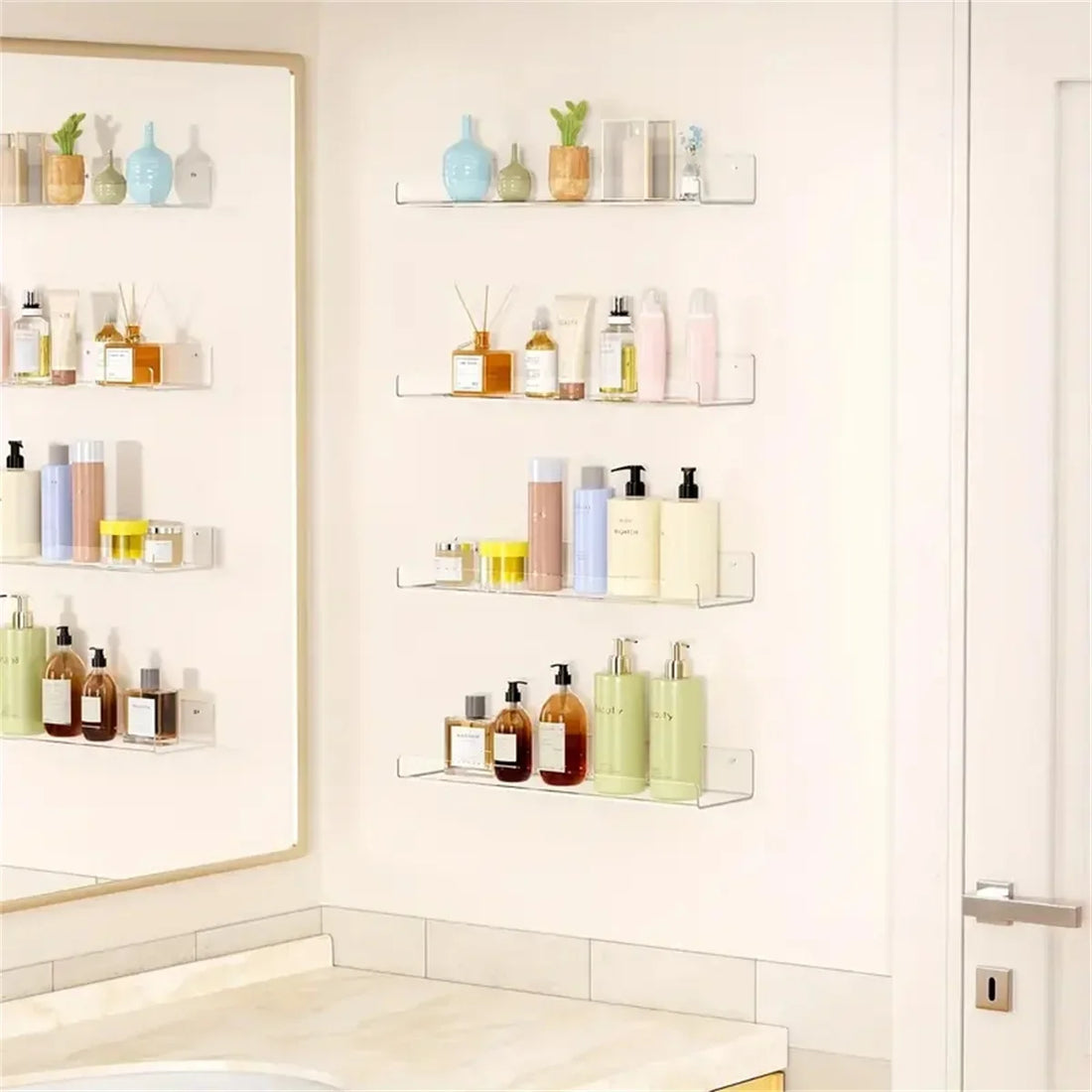 Clear Acrylic Wall Shelves 11.8 Inch Kitchen Bathroom Storage