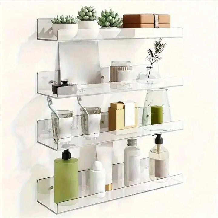Clear Acrylic Wall Shelves 11.8 Inch Kitchen Bathroom Storage