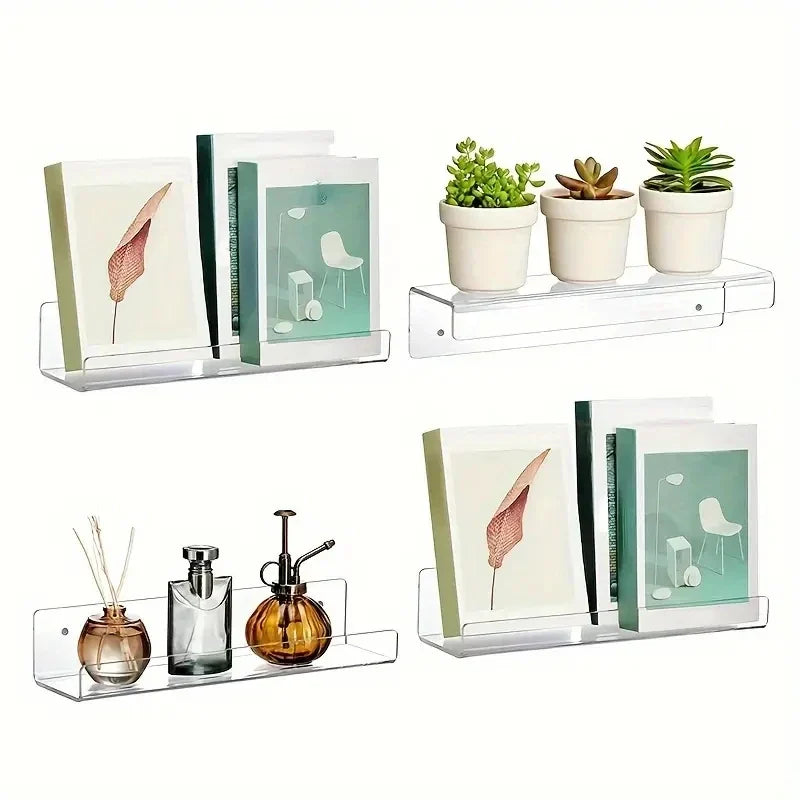 Clear Acrylic Wall Shelves 11.8 Inch Kitchen Bathroom Storage