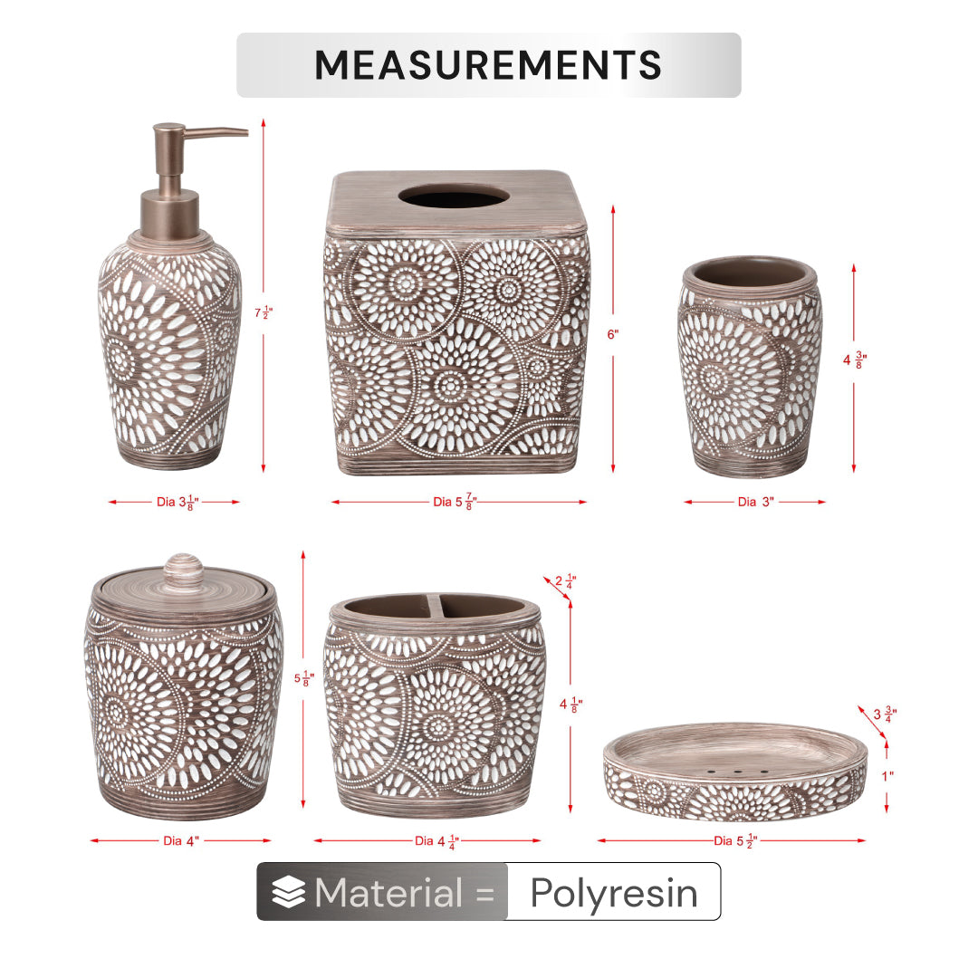 The Ciccone Collection – Elegant Modern Bathroom Décor Accessories Set of 6