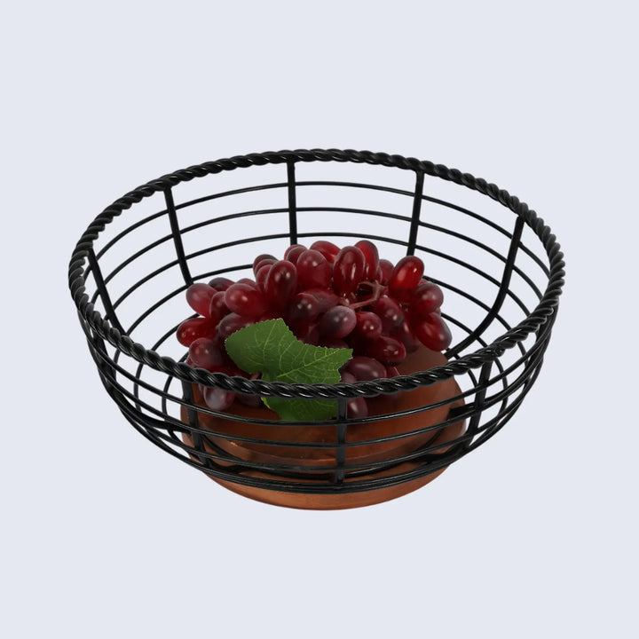 round-black-metal-wood-wire-design-fruit-bowl-fruit-vegetable-storage