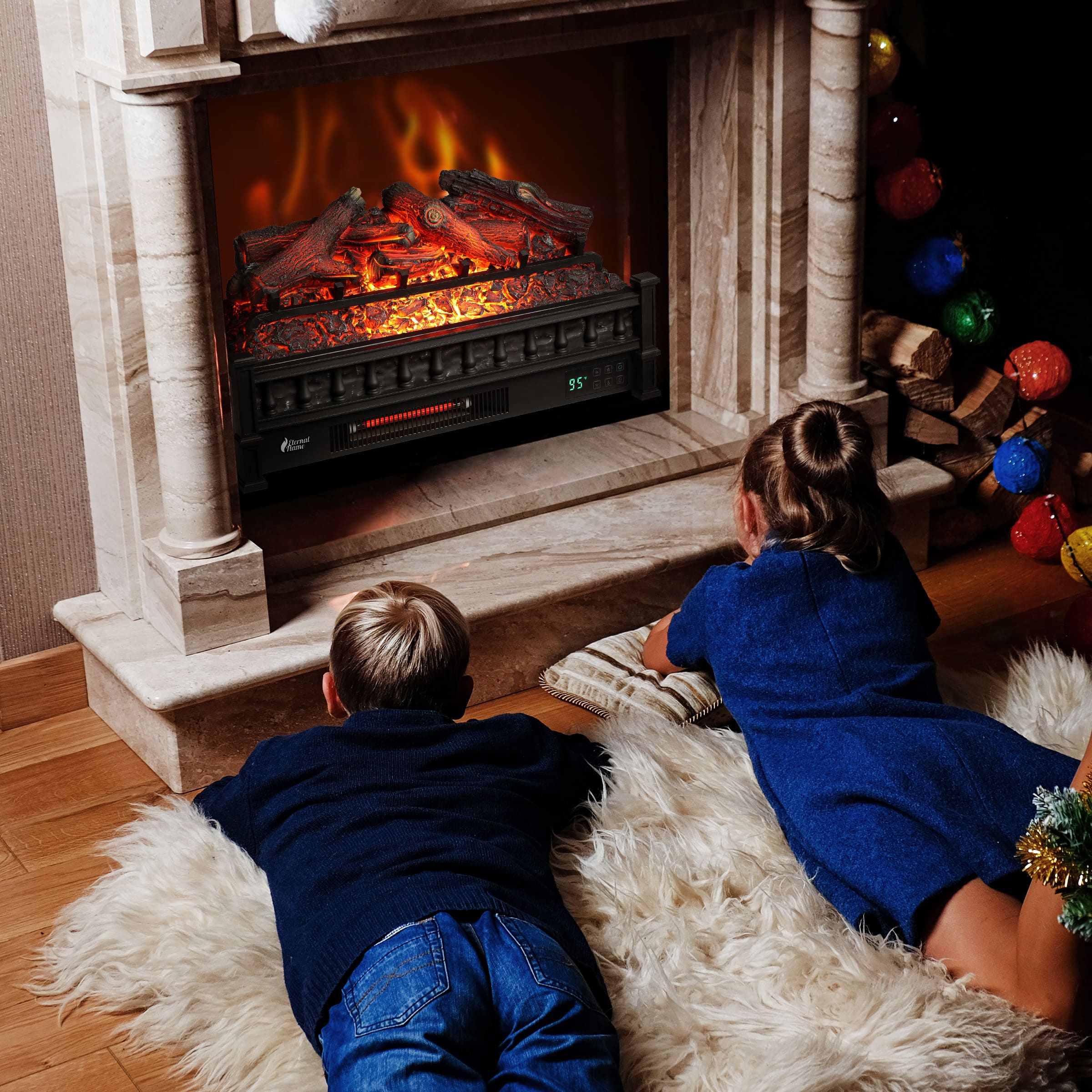 (Open Box) Eternal Flame EF26-LG Smart Electric Fireplace Logs, WiFi Enabled