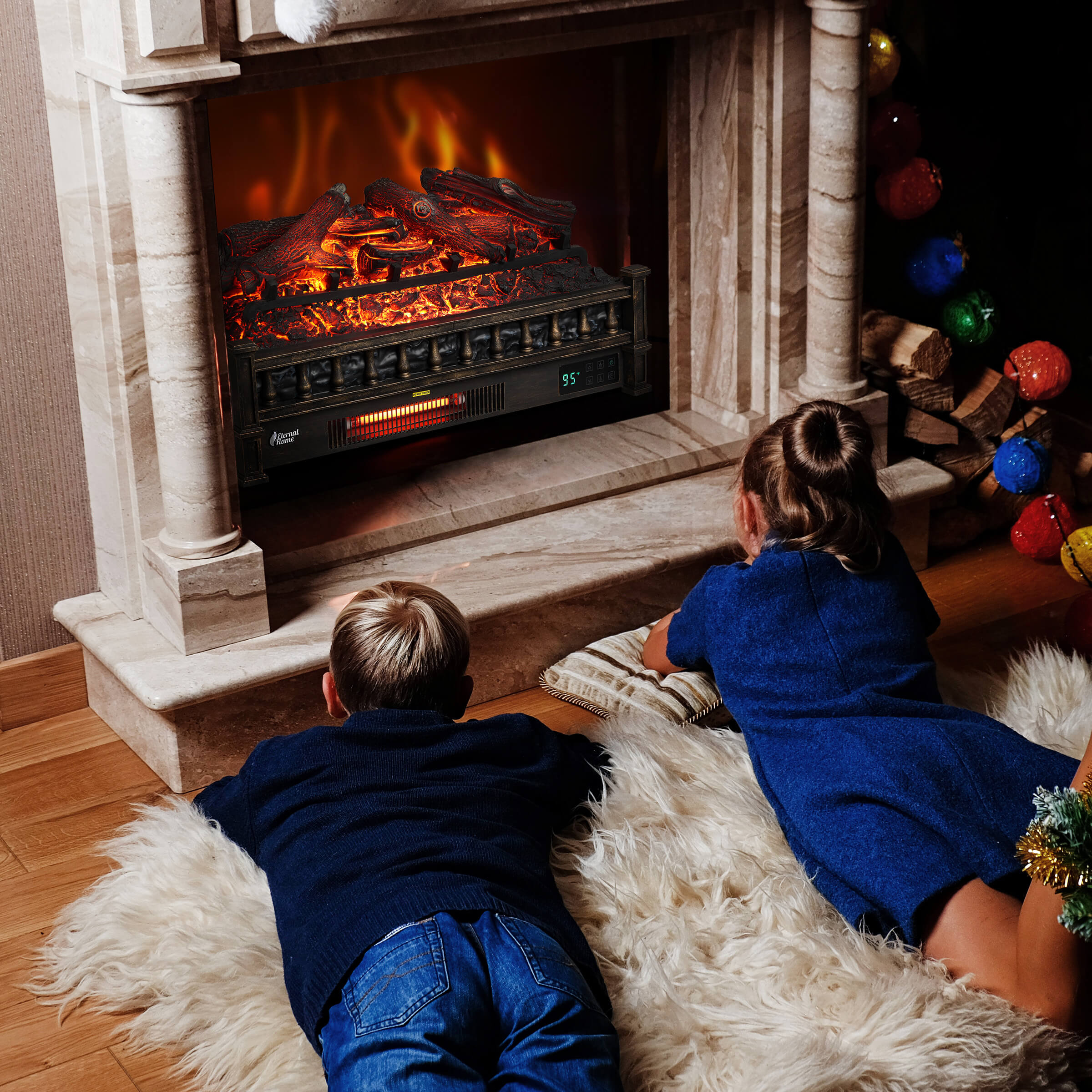(Open Box) Eternal Flame EF26-LG Smart Electric Fireplace Logs, WiFi Enabled