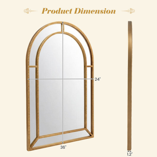 36 x 24 Inch Decorative Mirror with Beaded Frame for Living Room-Gold