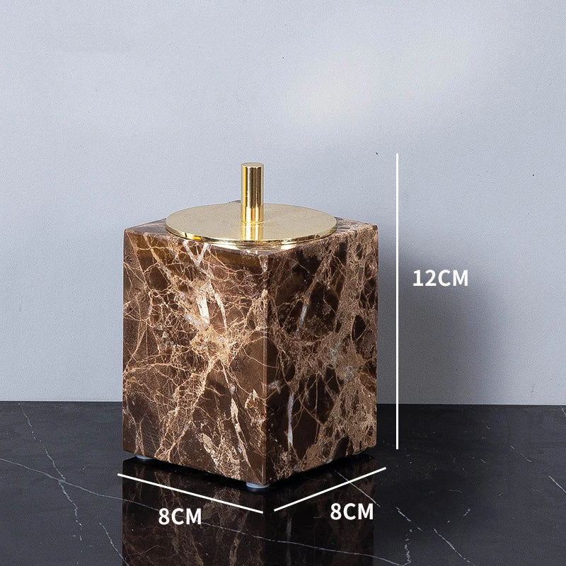 DecorBites™ Emperador Dark Marble Bathroom Set: Toothbrush Holder, Soap Dish, Soap Dispenser