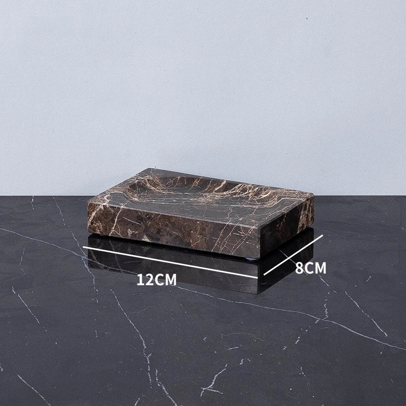 DecorBites™ Emperador Dark Marble Bathroom Set: Toothbrush Holder, Soap Dish, Soap Dispenser