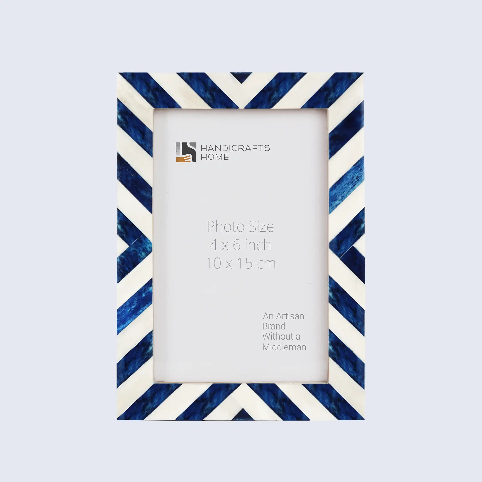 Picture Frame Chevron Pattern Collection Bone Inlay Blue in 4 Sizes