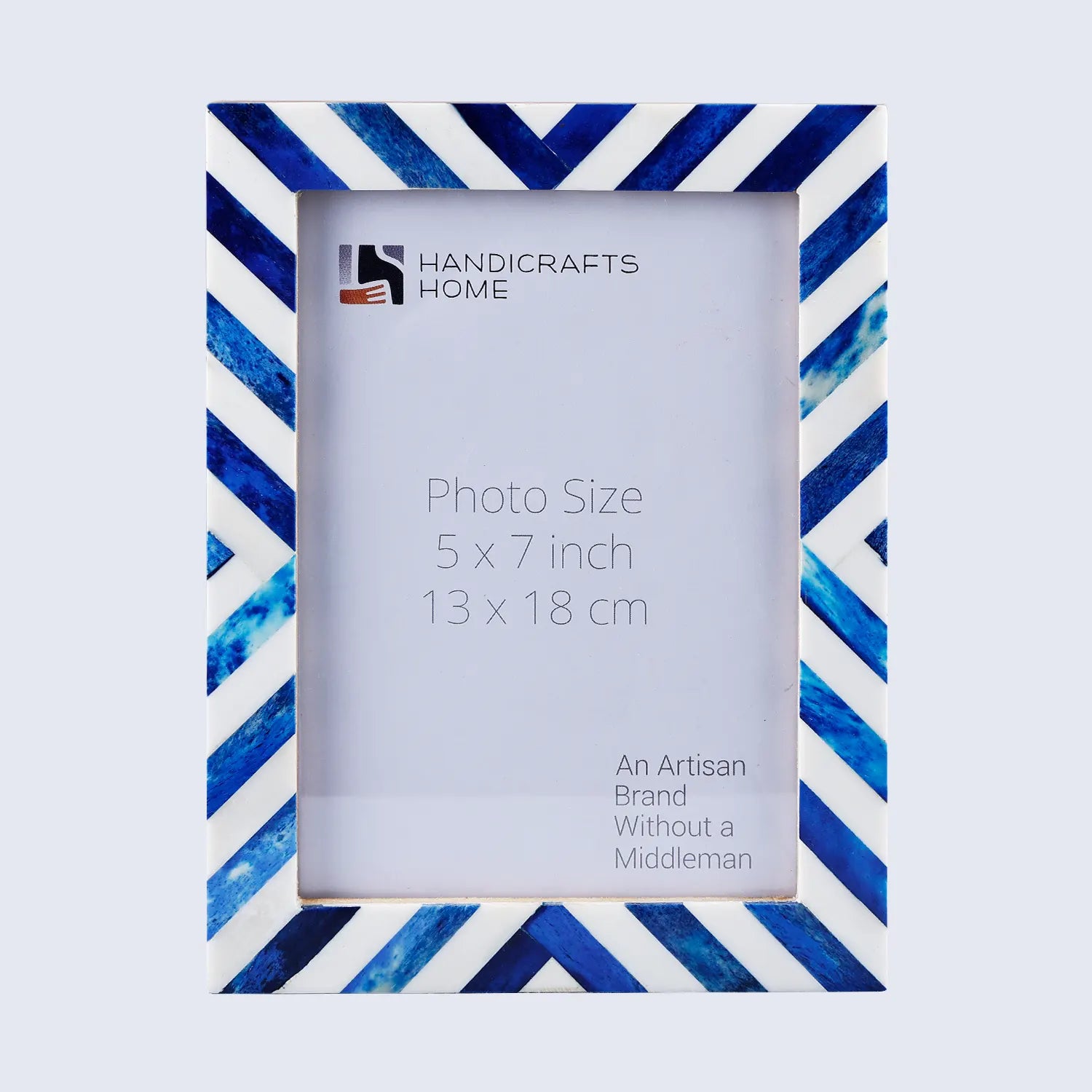 Picture Frame Chevron Pattern Collection Bone Inlay Blue in 4 Sizes