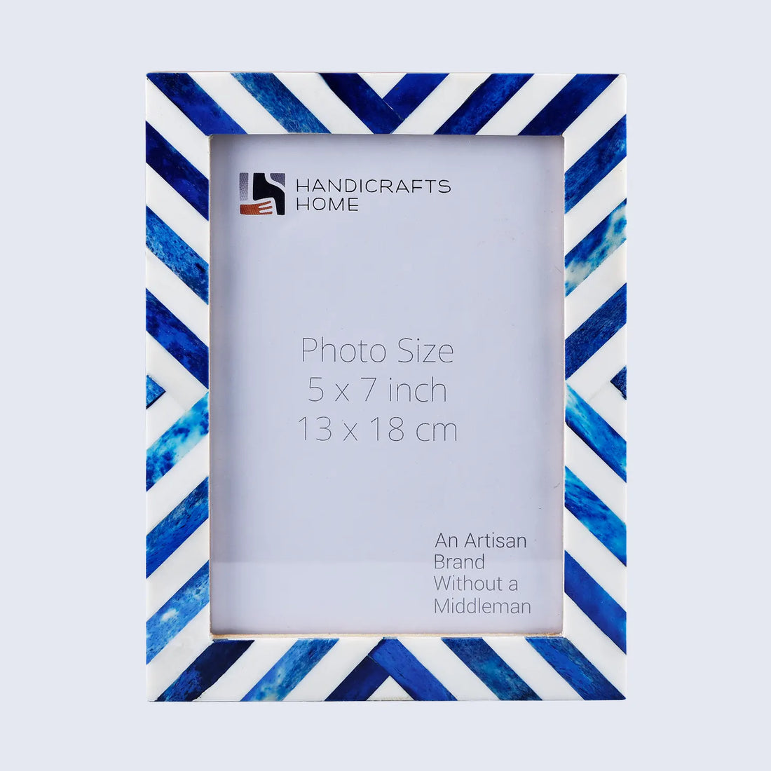 Picture Frame Chevron Pattern Collection Bone Inlay Blue in 4 Sizes