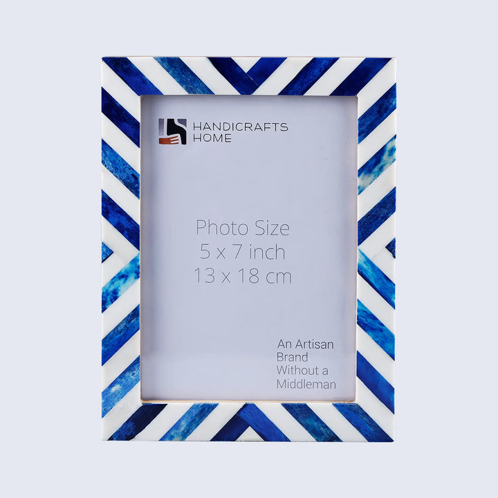 Picture Frame Chevron Pattern Collection Bone Inlay Blue in 4 Sizes