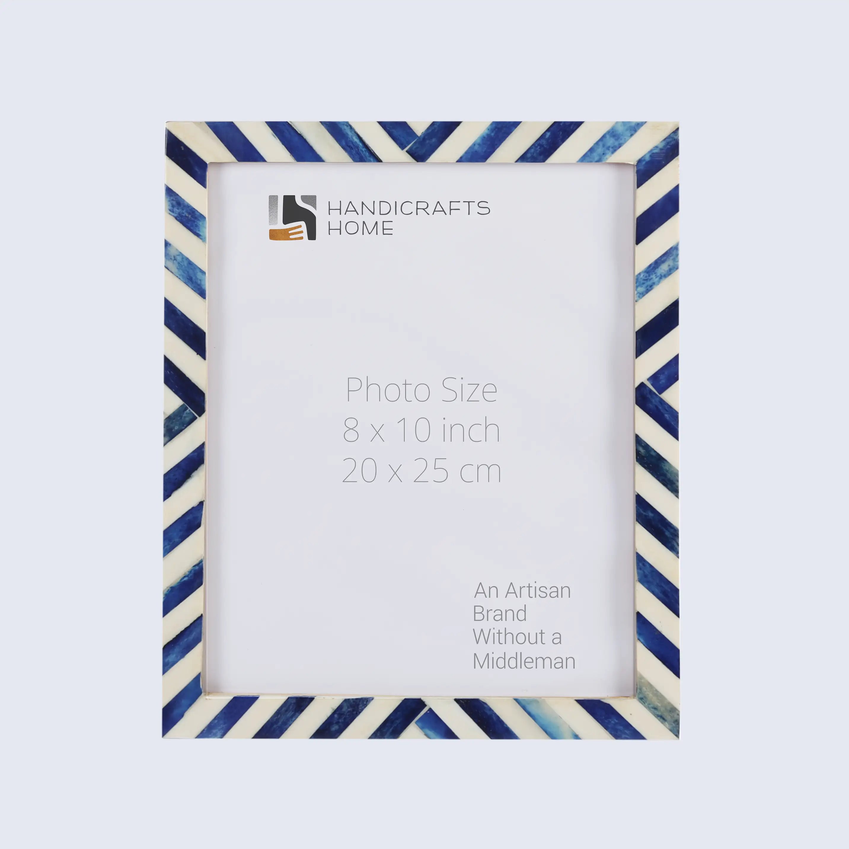Picture Frame Chevron Pattern Collection Bone Inlay Blue in 4 Sizes