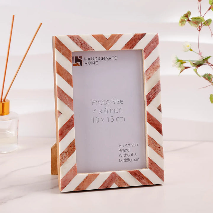 Picture Frame Chevron Collection Bone Inlay Brown 4 Sizes