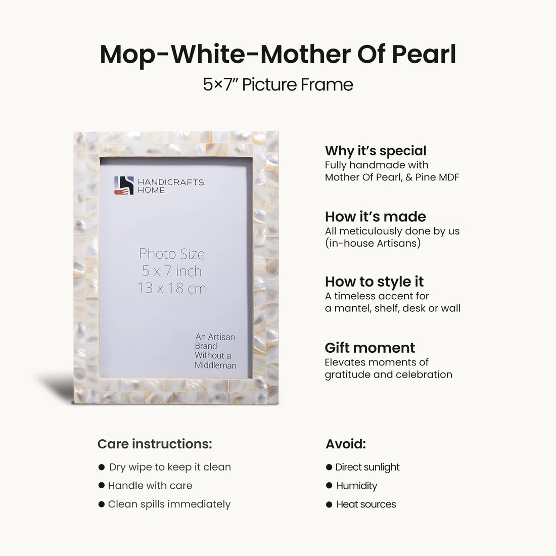 Picture Frame Combo Pack of 3 – Mother Of Pearl Collection, 5" x 7"