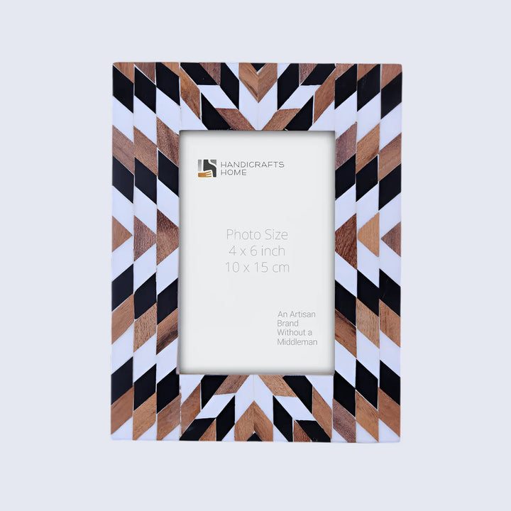 Picture Frame Herringbone Pattern Wood & Resin Inlay - 4x6, 5x7