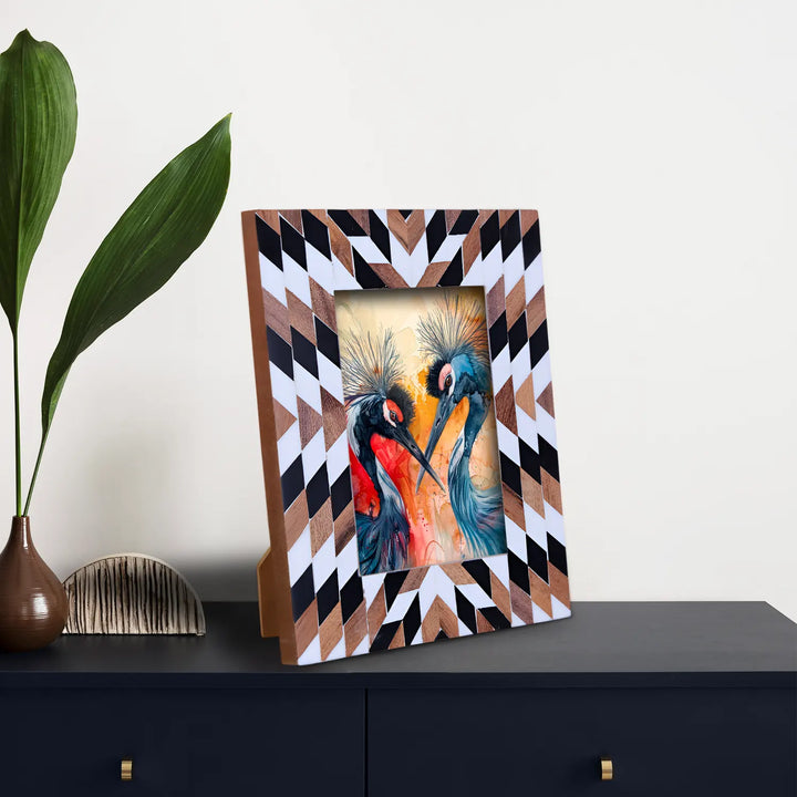 Picture Frame Herringbone Pattern Wood & Resin Inlay - 4x6, 5x7