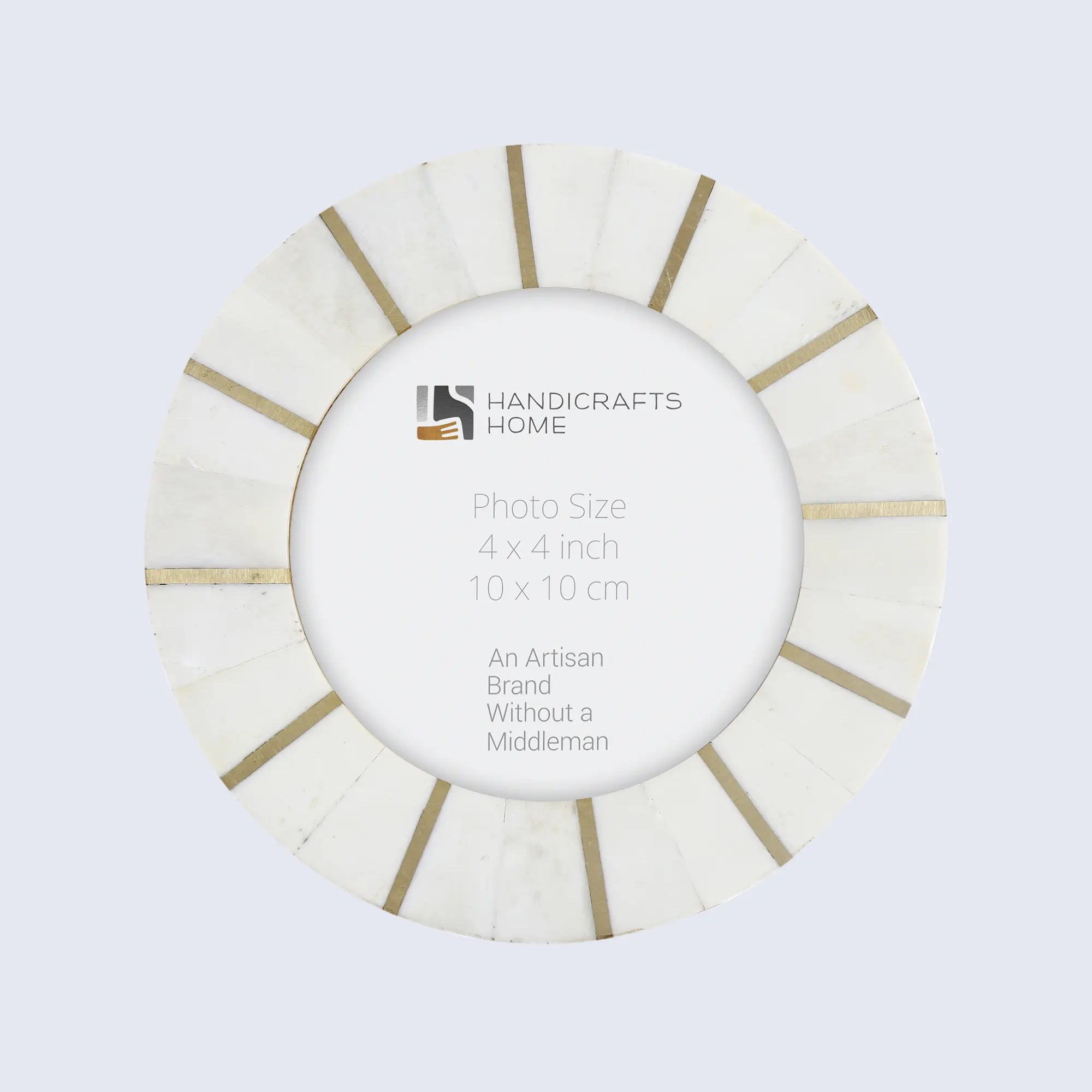 Round Picture Frame Scalloped Palace Soul Collection Bone Inlay & Brass – 4x4"