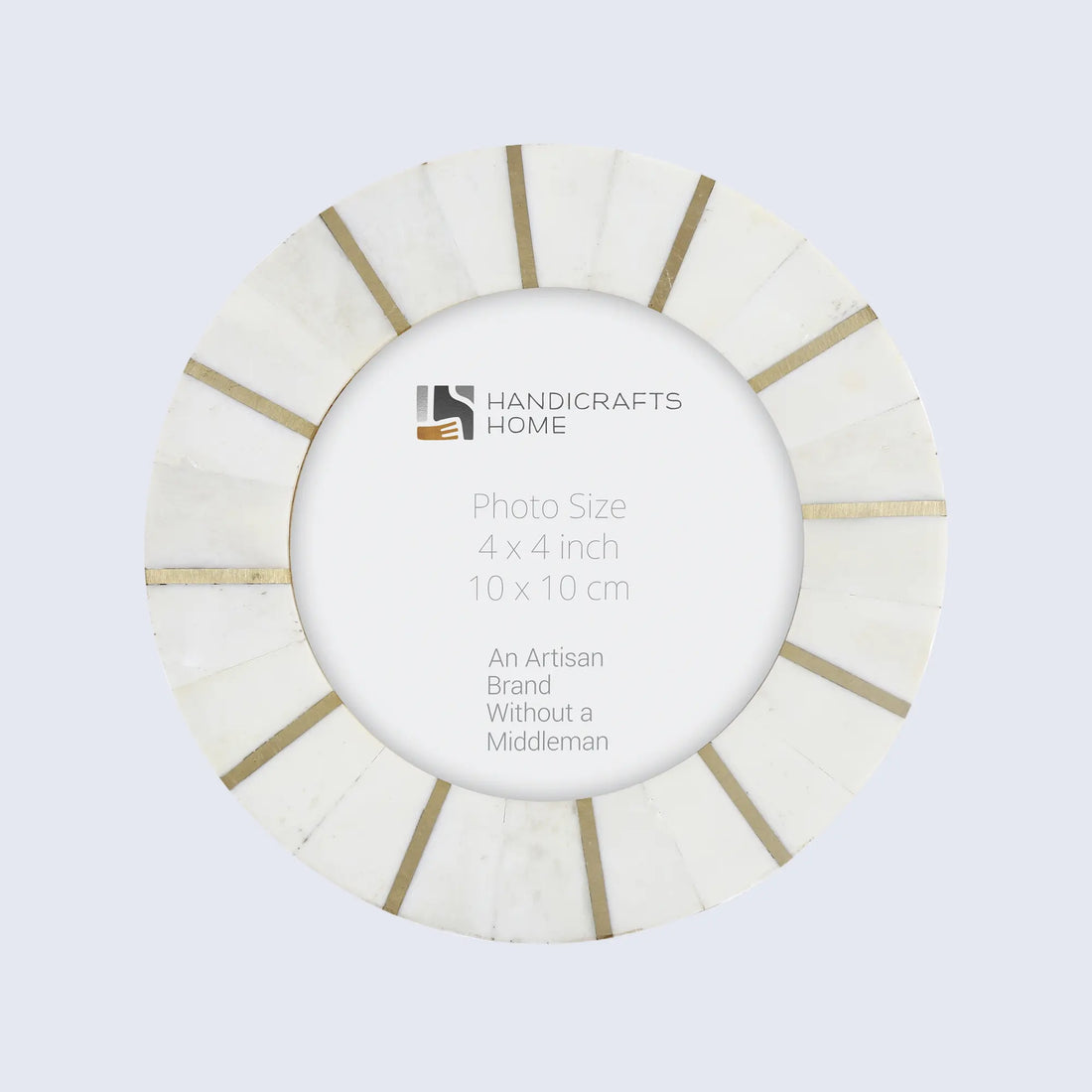 Round Picture Frame Scalloped Palace Soul Collection Bone Inlay & Brass – 4x4"