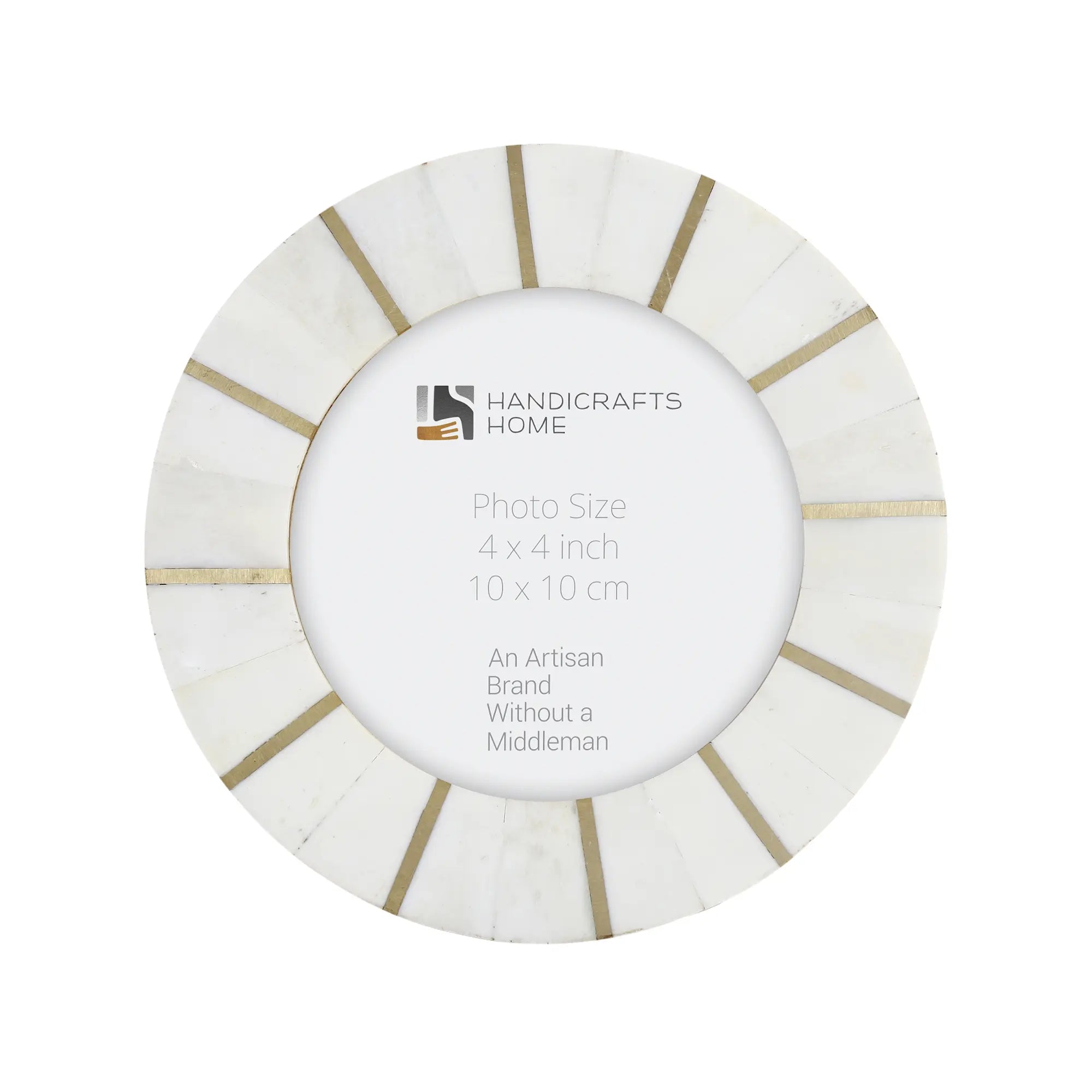 Round Picture Frame Scalloped Palace Soul Collection Bone Inlay & Brass – 4x4"