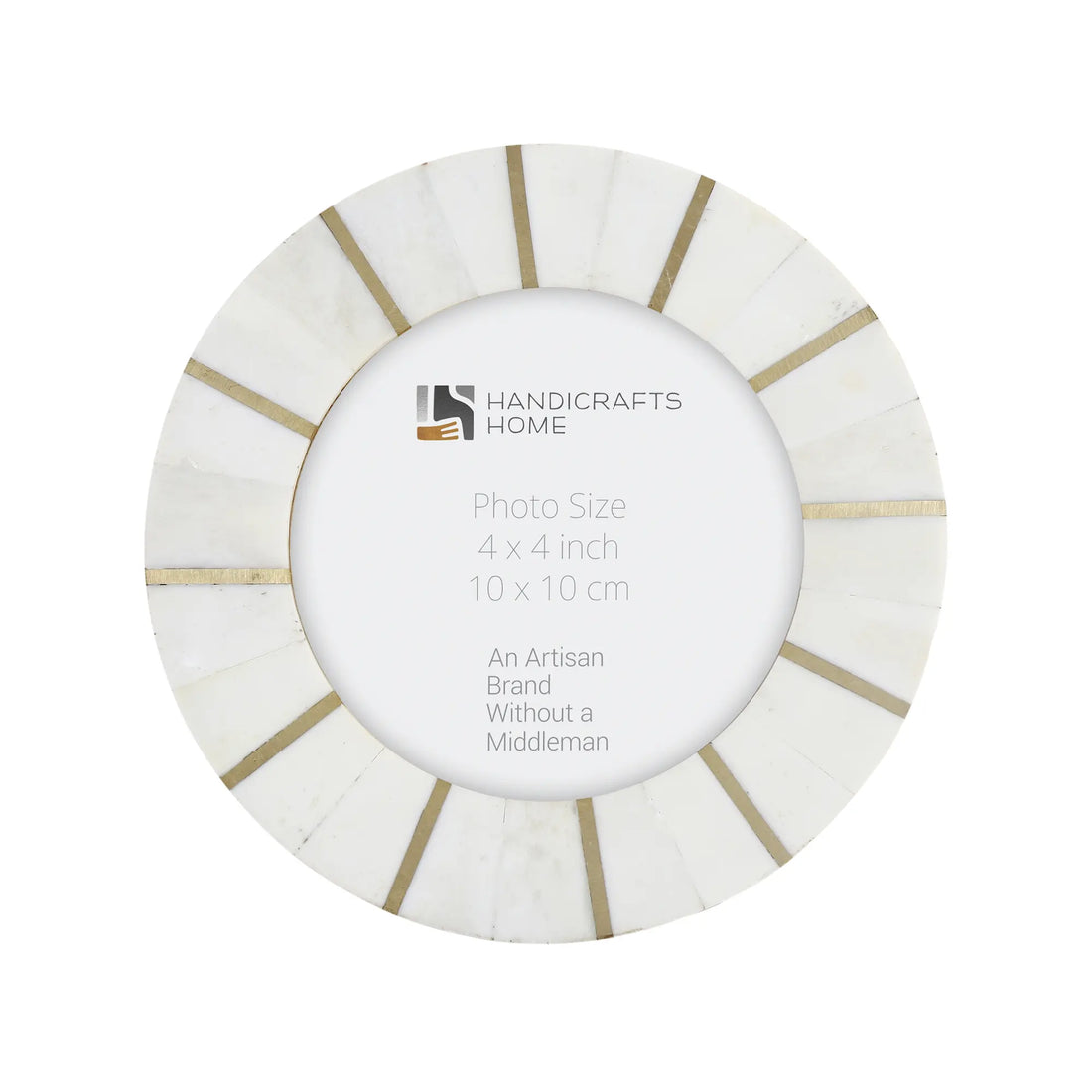 Round Picture Frame Scalloped Palace Soul Collection Bone Inlay & Brass – 4x4"