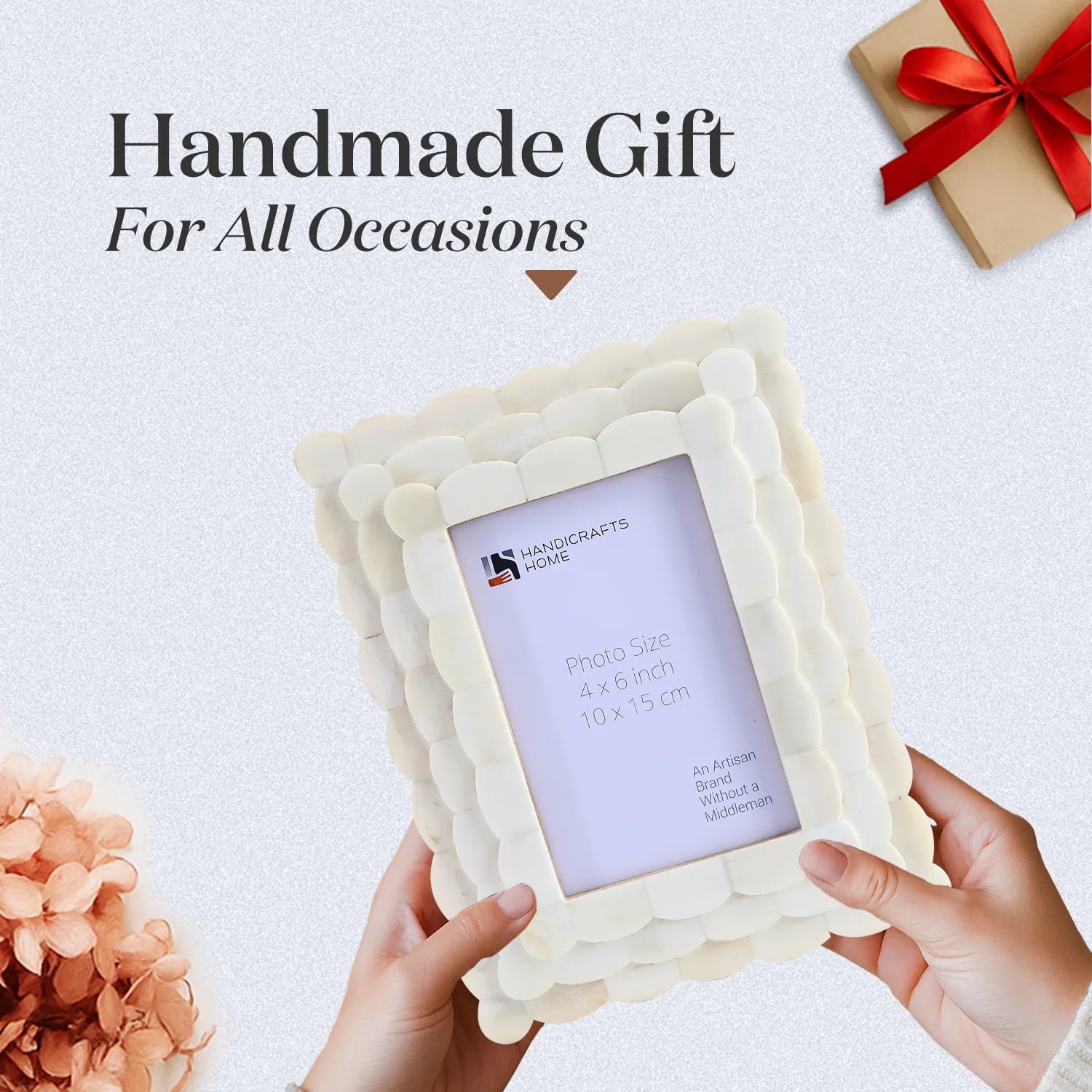 Picture Frame Scalloped Arts Collection Bone Inlay White 4x6