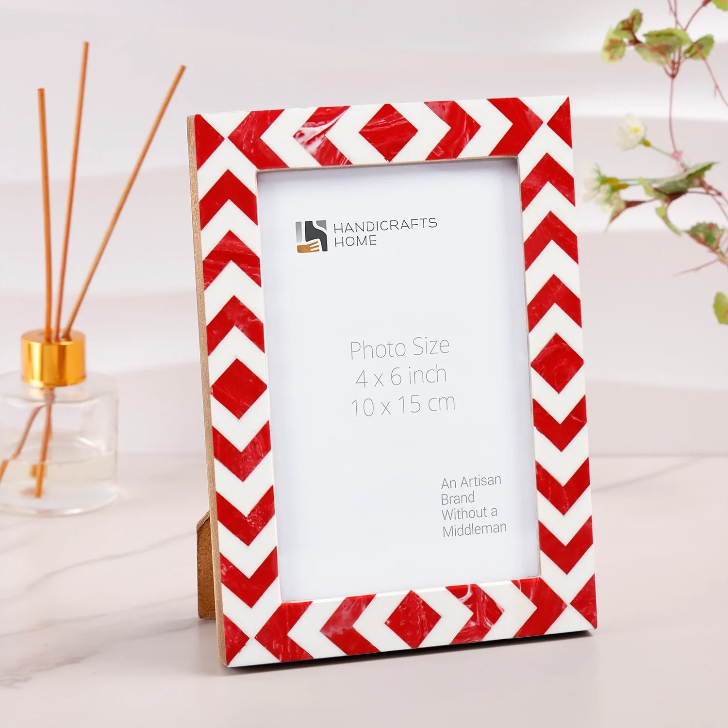 Picture Frame Lisbon Piri Collection Resin Inlay, Red & White – 3 sizes (Pack of 2)