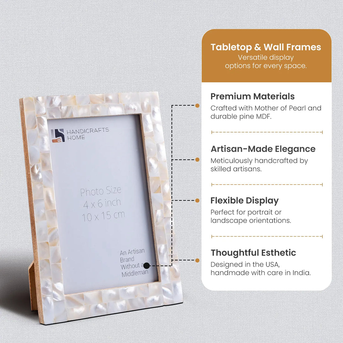 Picture Frame Mother of Pearl Collection Mother of Pearl White 3 Sizes
