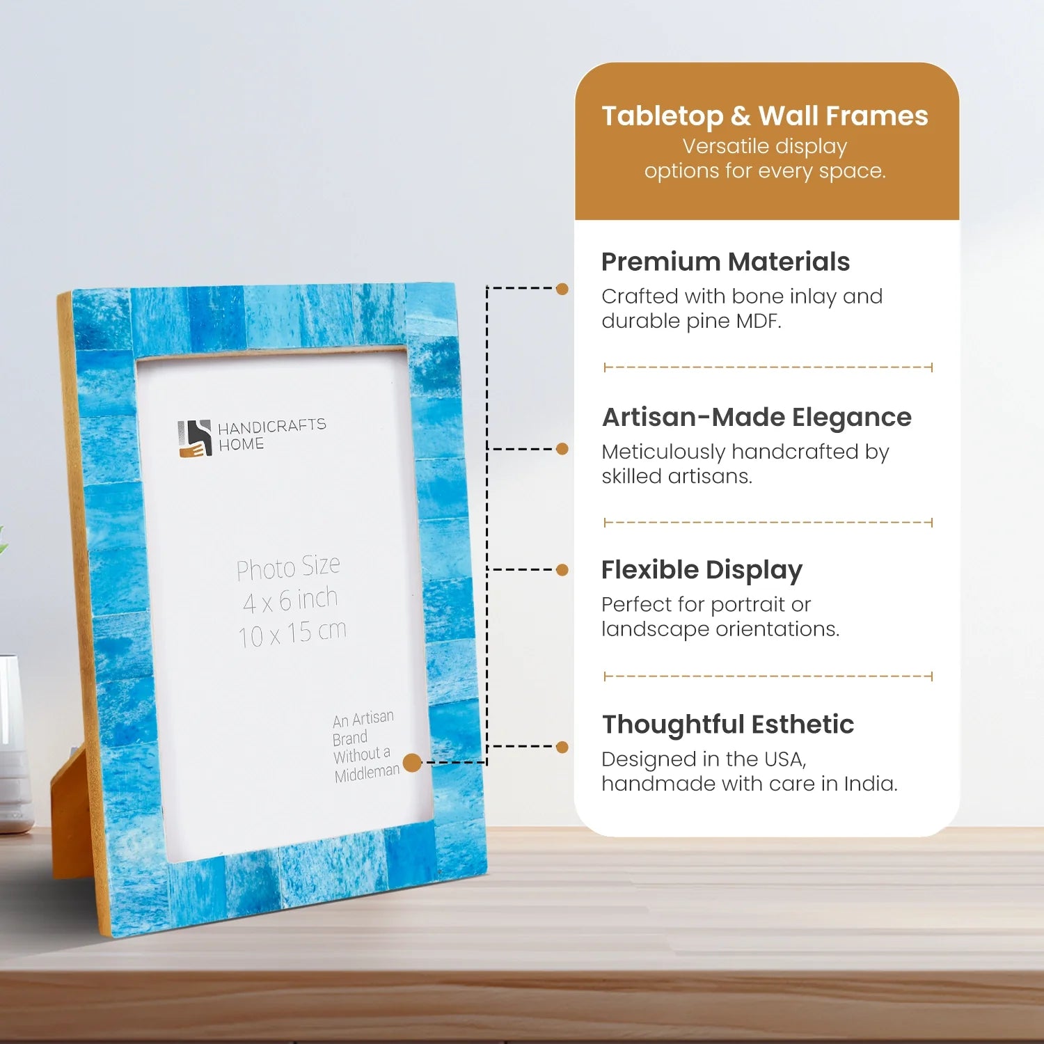 Picture Frame Classic Collection Bone Inlay Turquoise – 3 Sizes