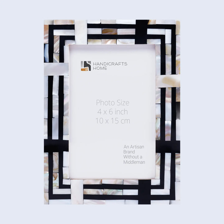 Picture Frames Pearlescent Motif Pattern Collection Mother of Pearl Resin Inlay Black 3 Sizes