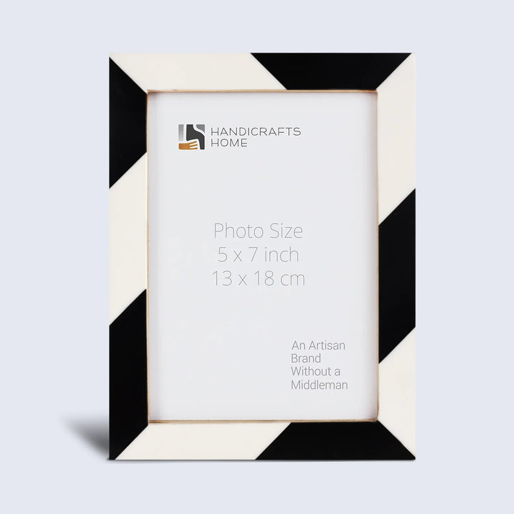 Picture Frame Artisan Bedazzle Collection Resin Inlay Black & White – 3 Sizes