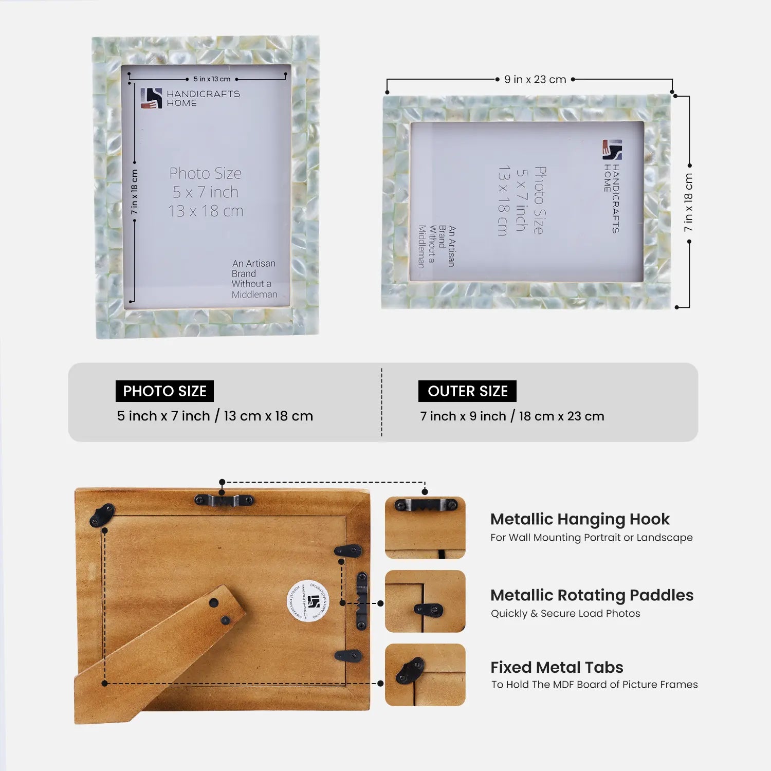Picture Frame Mother of Pearl Collection Green 3 Sizes
